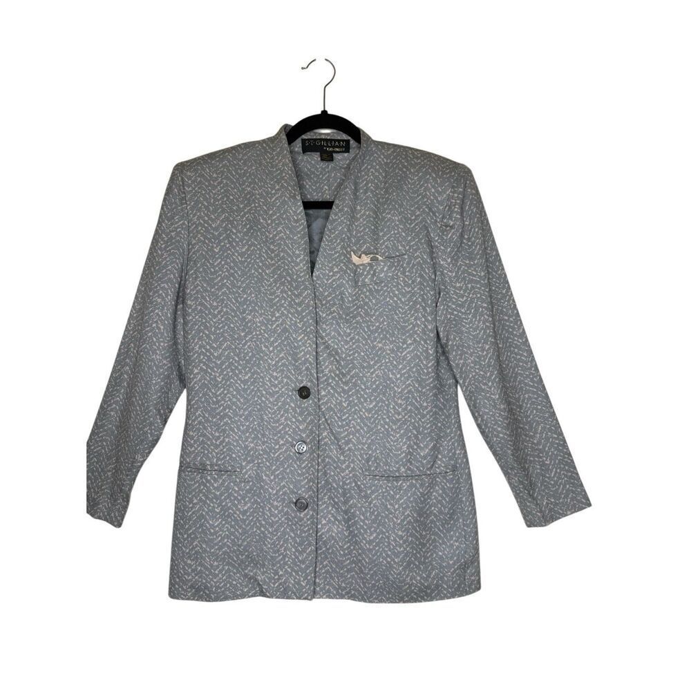 Vintage St. Gillian by Kay Unger Jacket Blue/Gray & Light Pink Three Button Sz 6